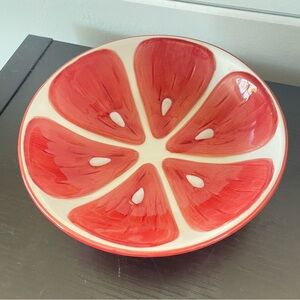 $10 SALE Pink Grapefruit Design Ceramic Medium Serving Bowl Salad Dessert Snack